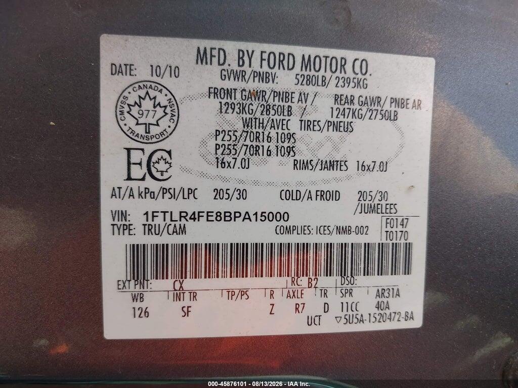 1FTLR4FE8BPA15000 2011 FORD RANGER photo no. 9