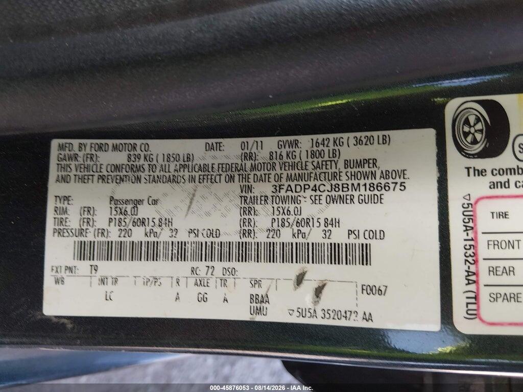 3FADP4CJ8BM186675 2011 FORD FIESTA photo no. 9