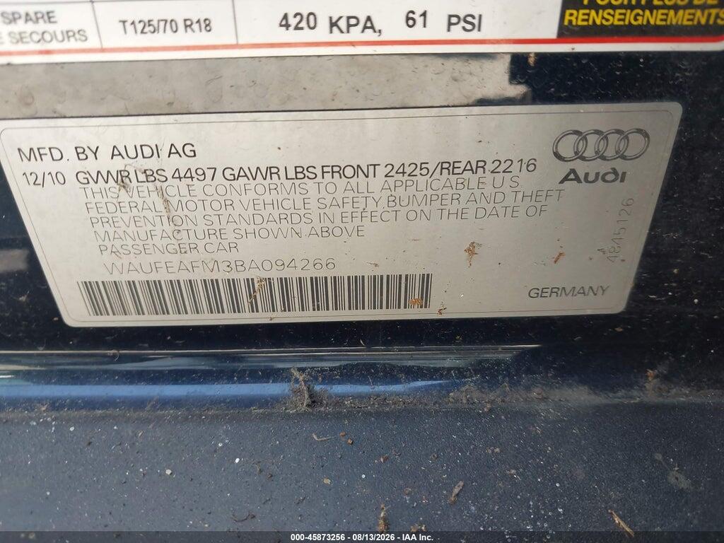 WAUFEAFM3BA094266 2011 AUDI A3 photo no. 9