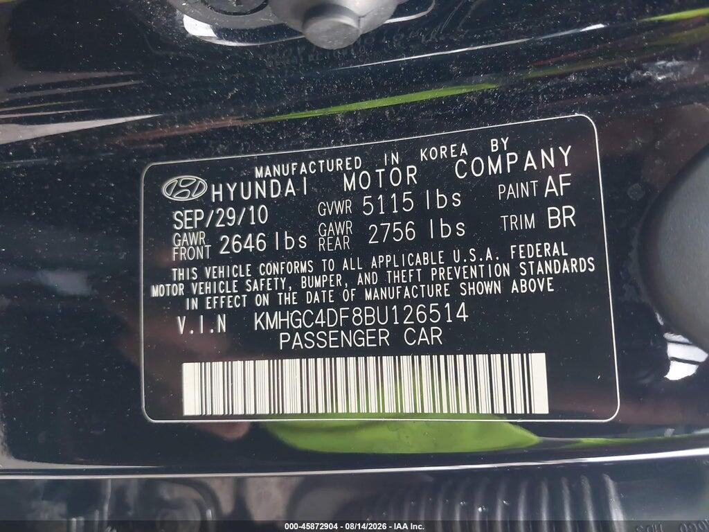 KMHGC4DF8BU126514 2011 HYUNDAI GENESIS photo no. 9