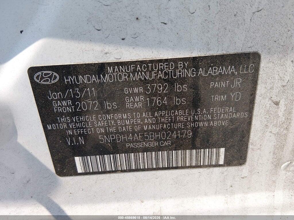 5NPDH4AE5BH024179 2011 HYUNDAI ELANTRA photo no. 9