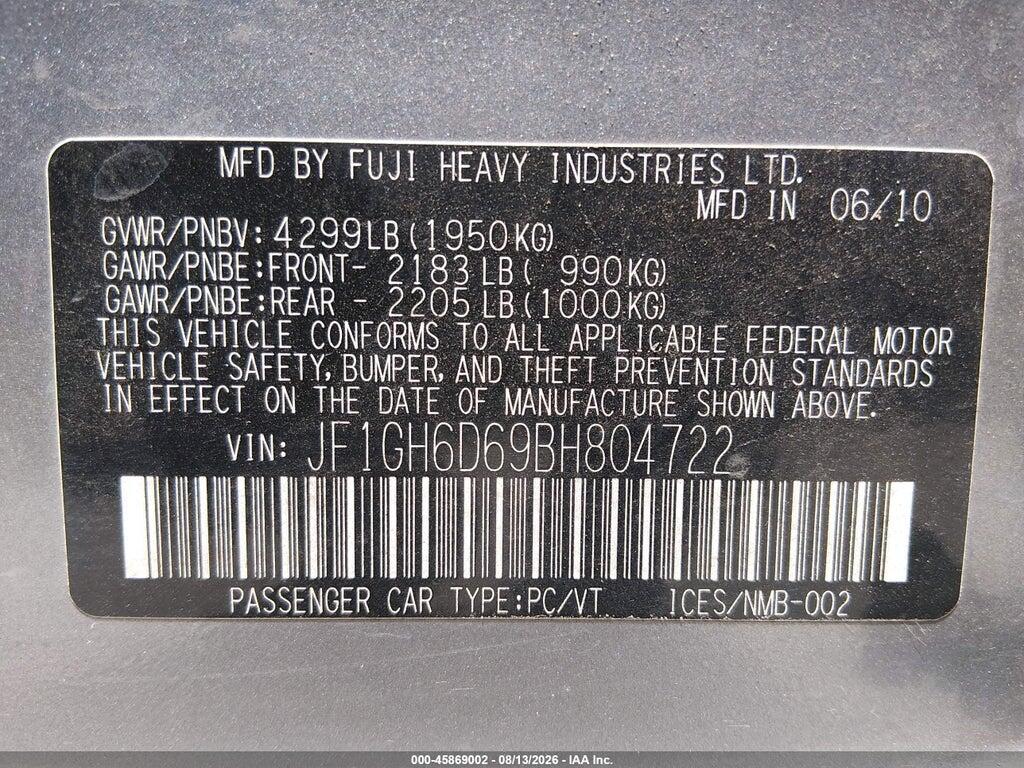 JF1GH6D69BH804722 2011 SUBARU IMPREZA OUTBACK SPORT photo no. 9