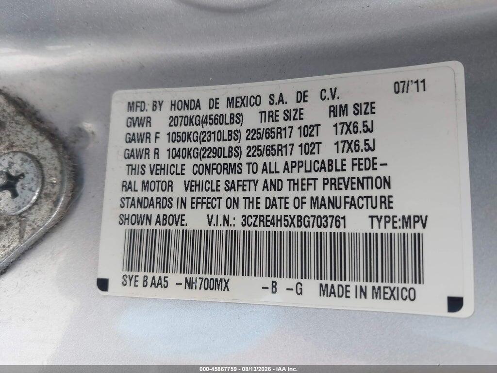 3CZRE4H5XBG703761 2011 HONDA CR-V photo no. 9