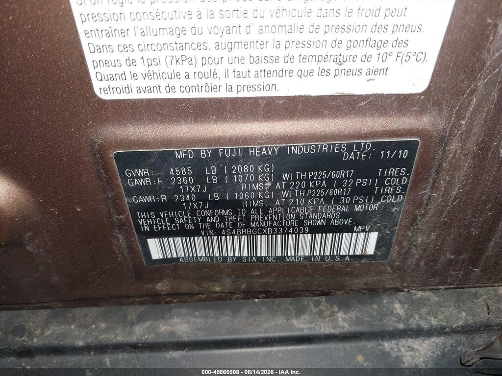 4S4BRBGCXB3374039 2011 SUBARU OUTBACK photo no. 9