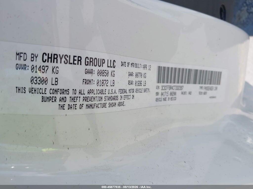 3C3CFFBR4CT332397 2012 FIAT 500 photo no. 9