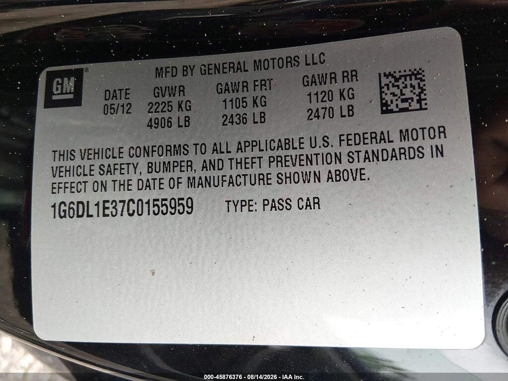 1G6DL1E37C0155959 2012 CADILLAC CTS photo no. 9