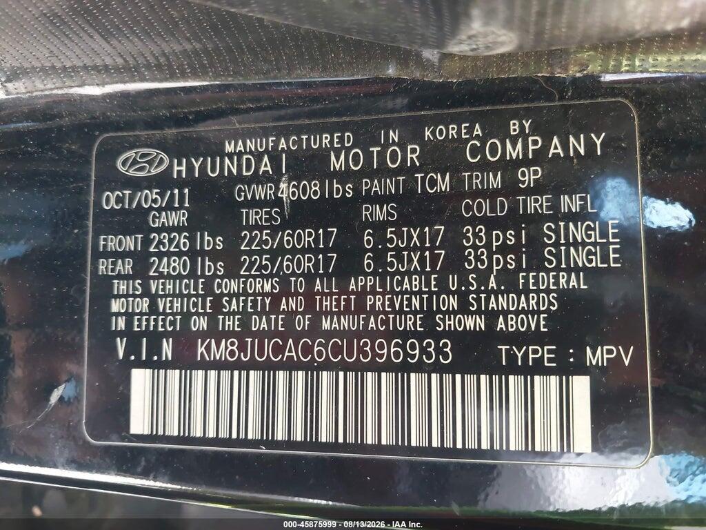 KM8JUCAC6CU396933 2012 HYUNDAI TUCSON photo no. 9