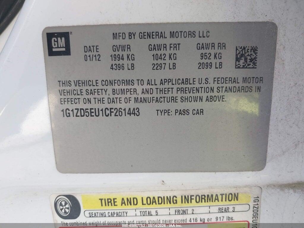 1G1ZD5EU1CF261443 2012 CHEVROLET MALIBU photo no. 9