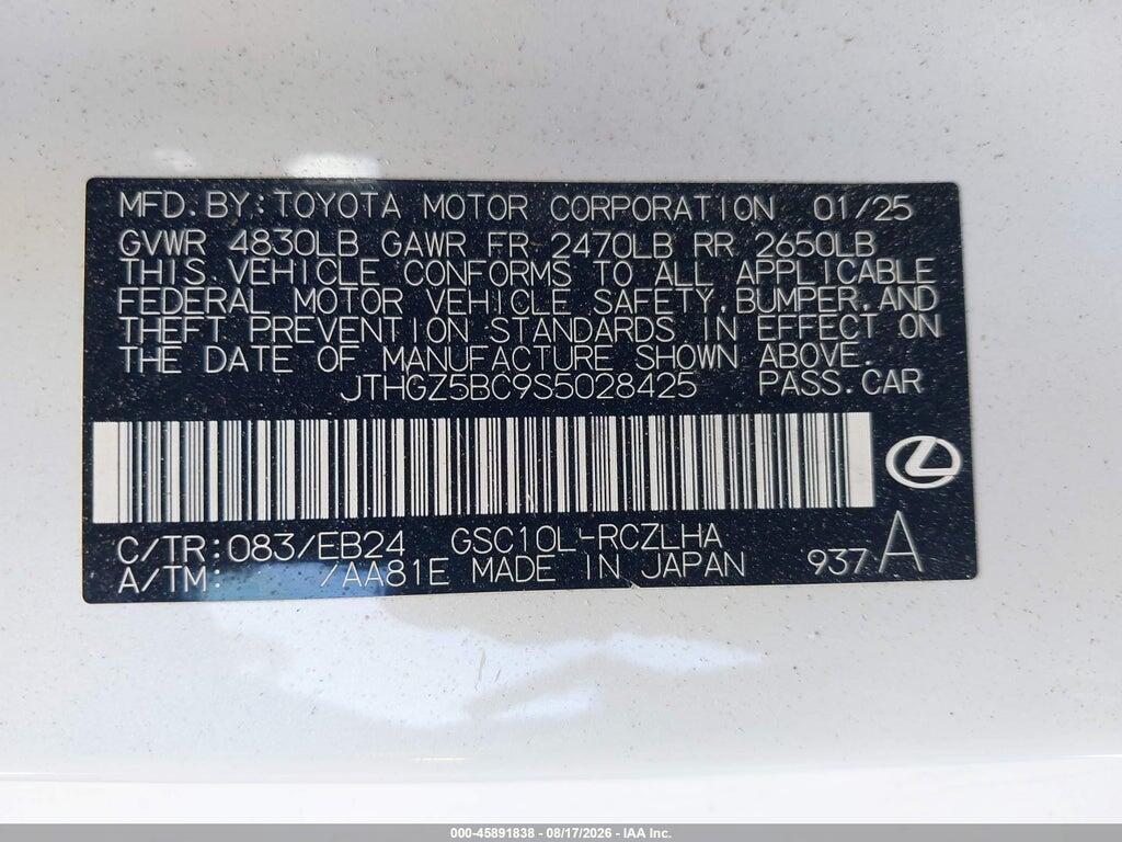 JTHGZ5BC9S5028425 2025 LEXUS RC 350 photo no. 9