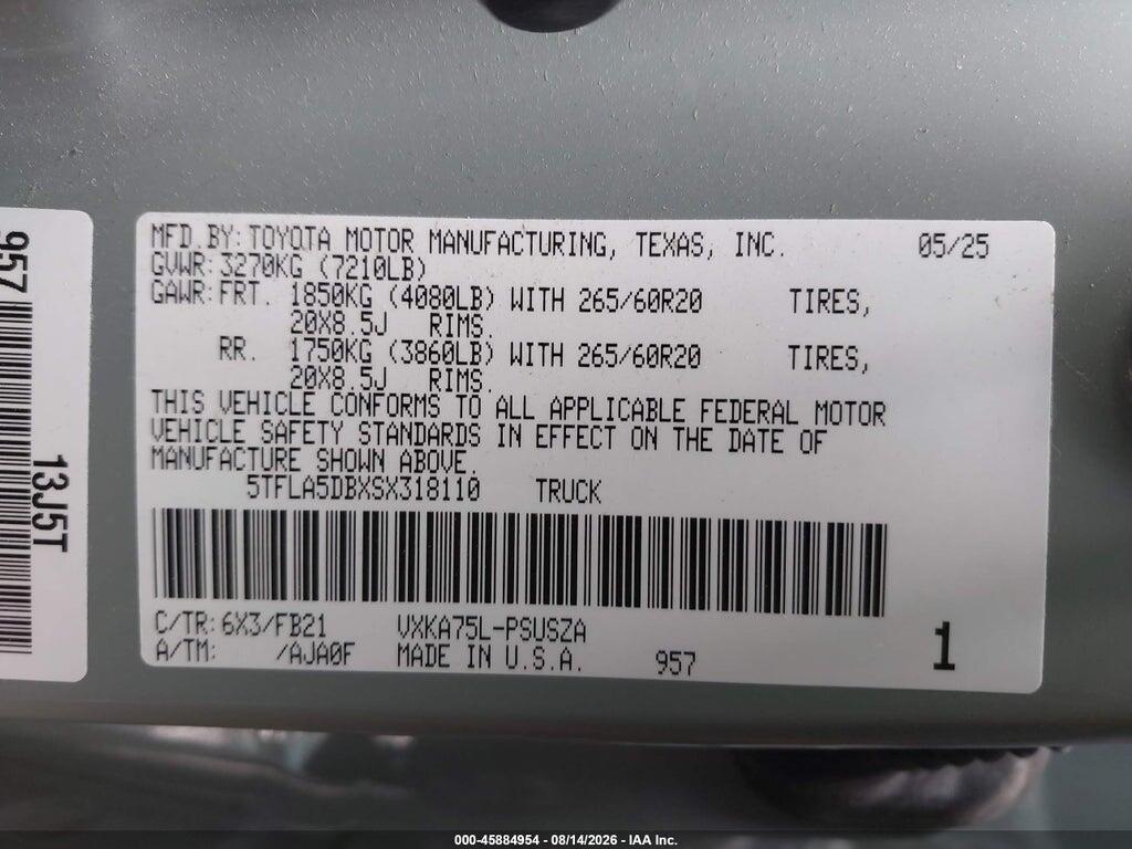 5TFLA5DBXSX318110 2025 TOYOTA TUNDRA photo no. 9