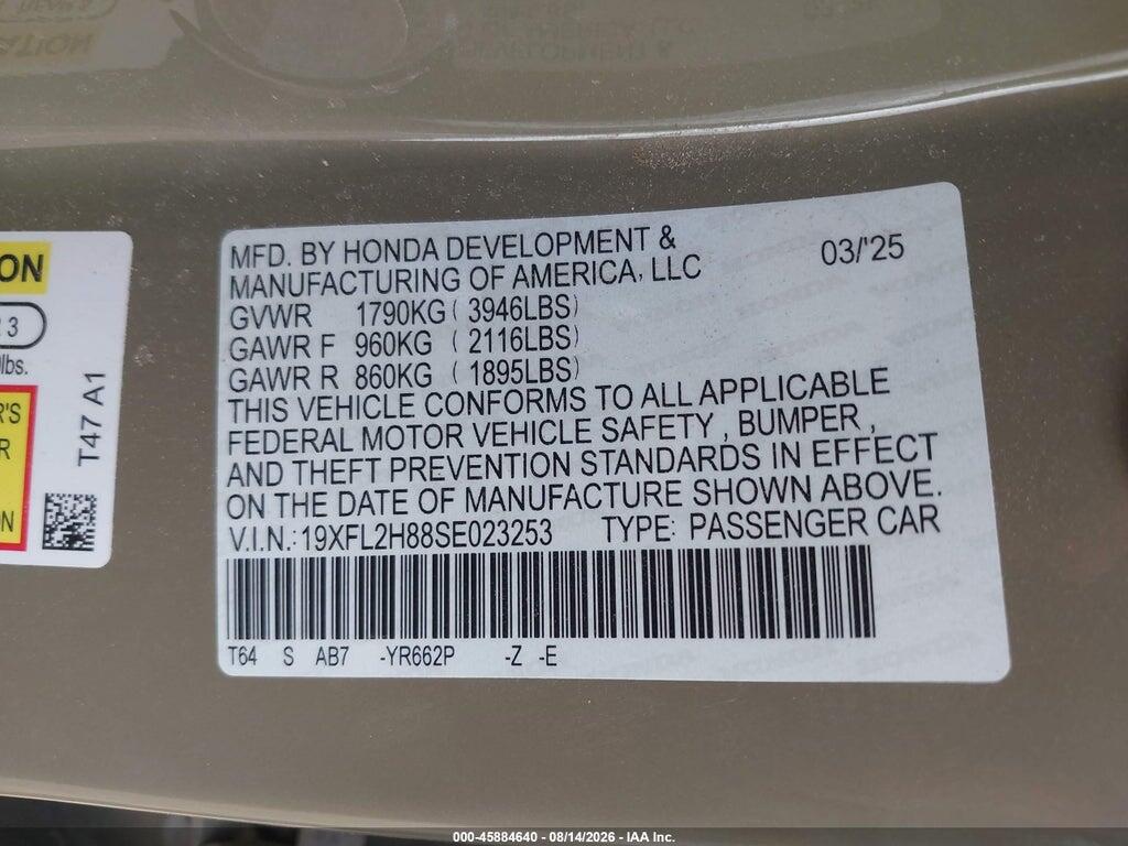 19XFL2H88SE023253 2025 HONDA CIVIC SEDAN photo no. 9