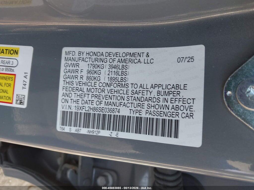 19XFL2H86SE036874 2025 HONDA CIVIC SEDAN photo no. 9