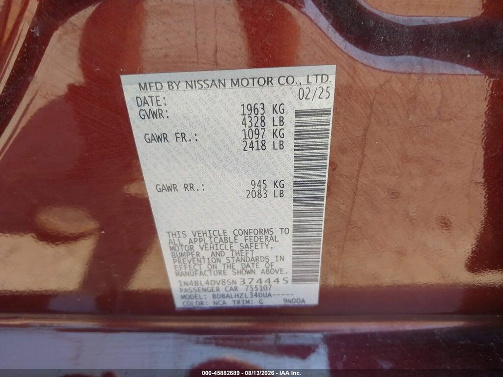 1N4BL4DV8SN374445 2025 NISSAN ALTIMA photo no. 9