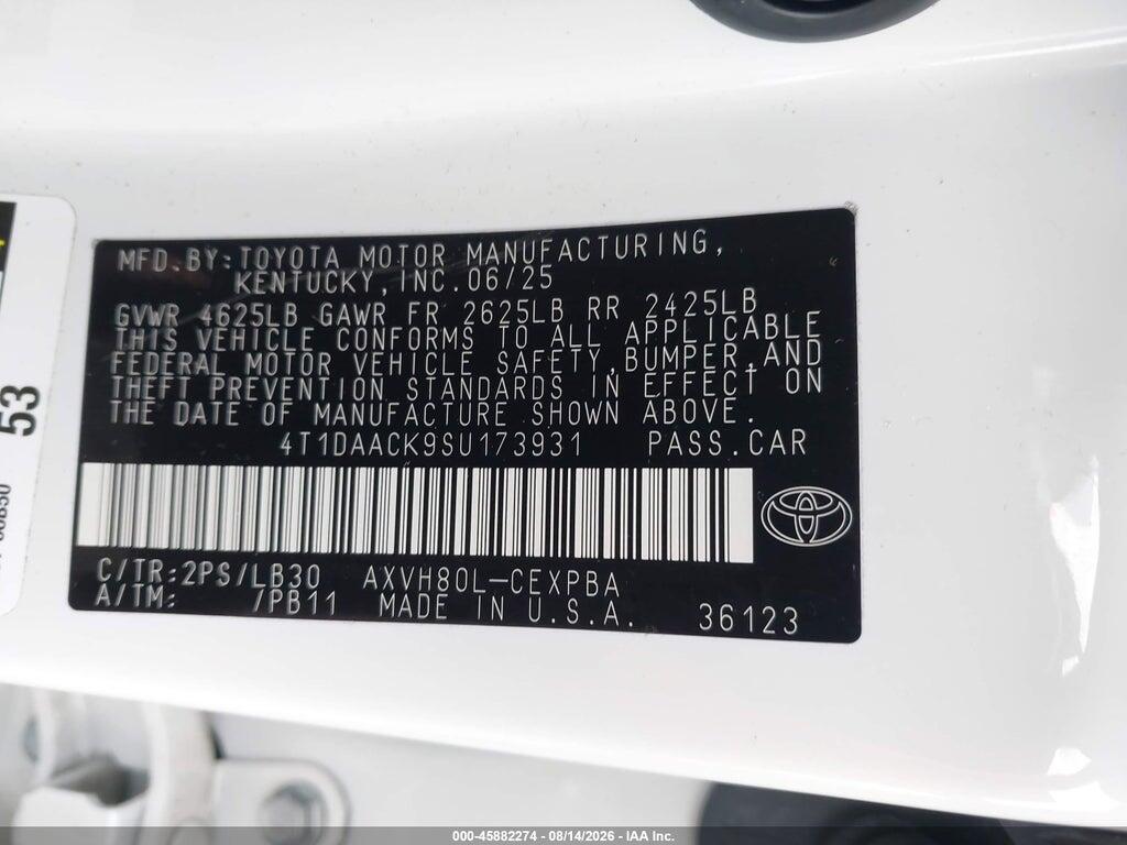 4T1DAACK9SU173931 2025 TOYOTA CAMRY photo no. 9
