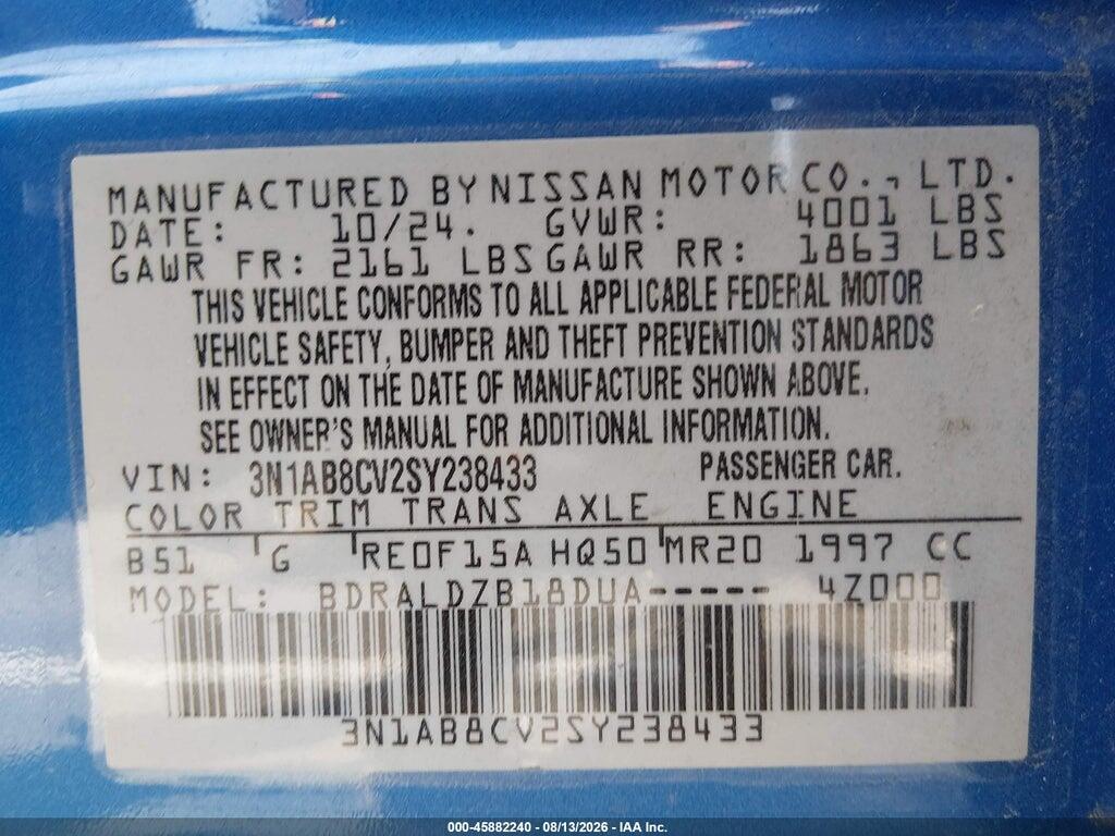 3N1AB8CV2SY238433 2025 NISSAN SENTRA photo no. 9