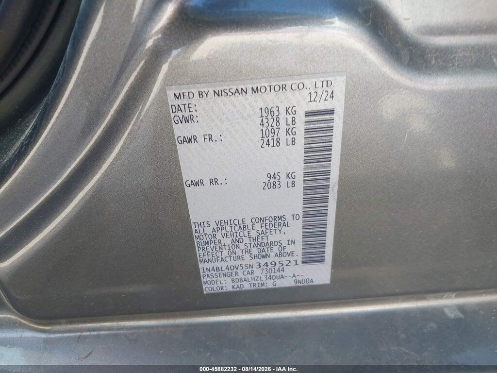 1N4BL4DV5SN349521 2025 NISSAN ALTIMA photo no. 9