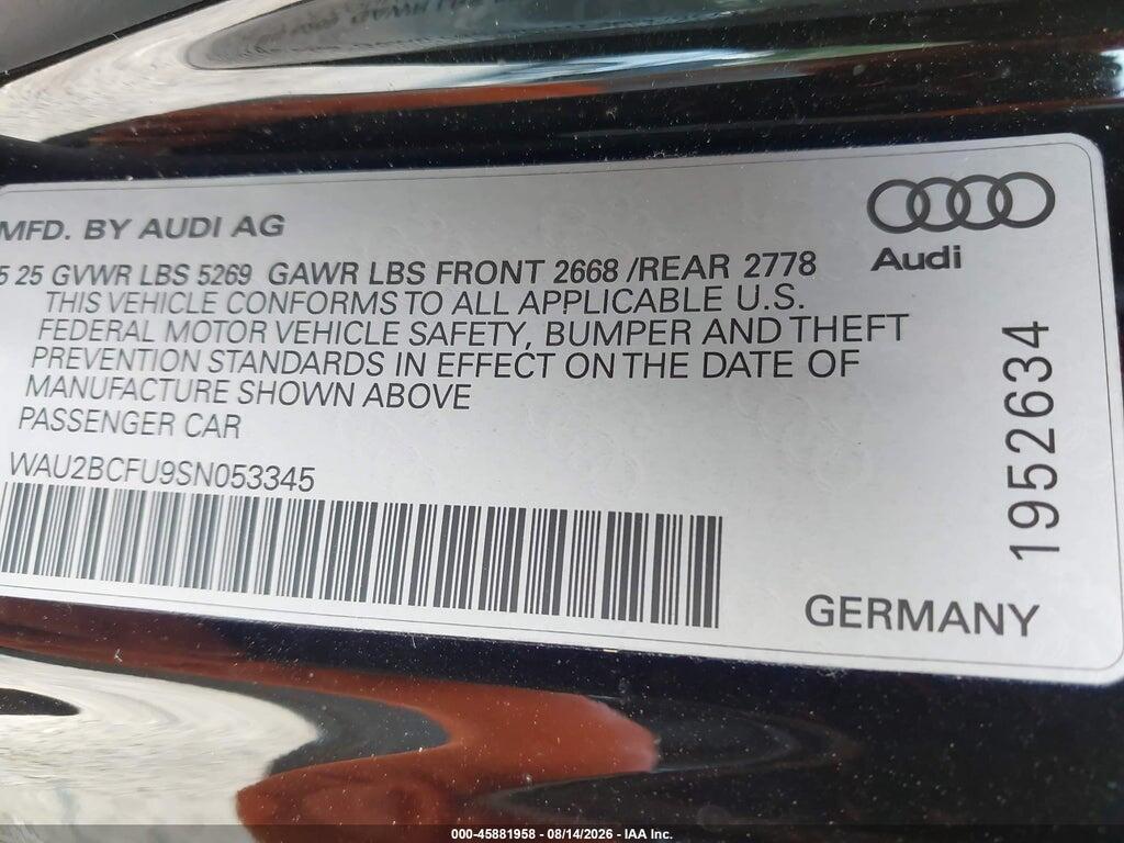 WAU2BCFU9SN053345 2025 AUDI ALL-NEW A5 photo no. 9