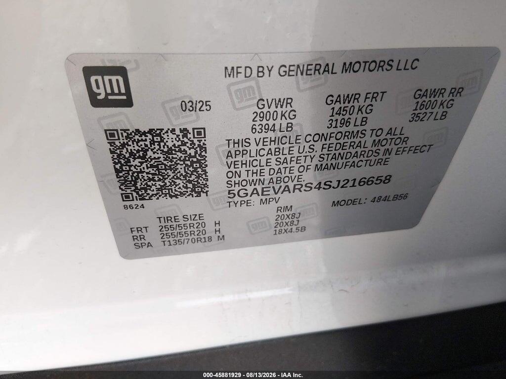 5GAEVARS4SJ216658 2025 BUICK ENCLAVE photo no. 9