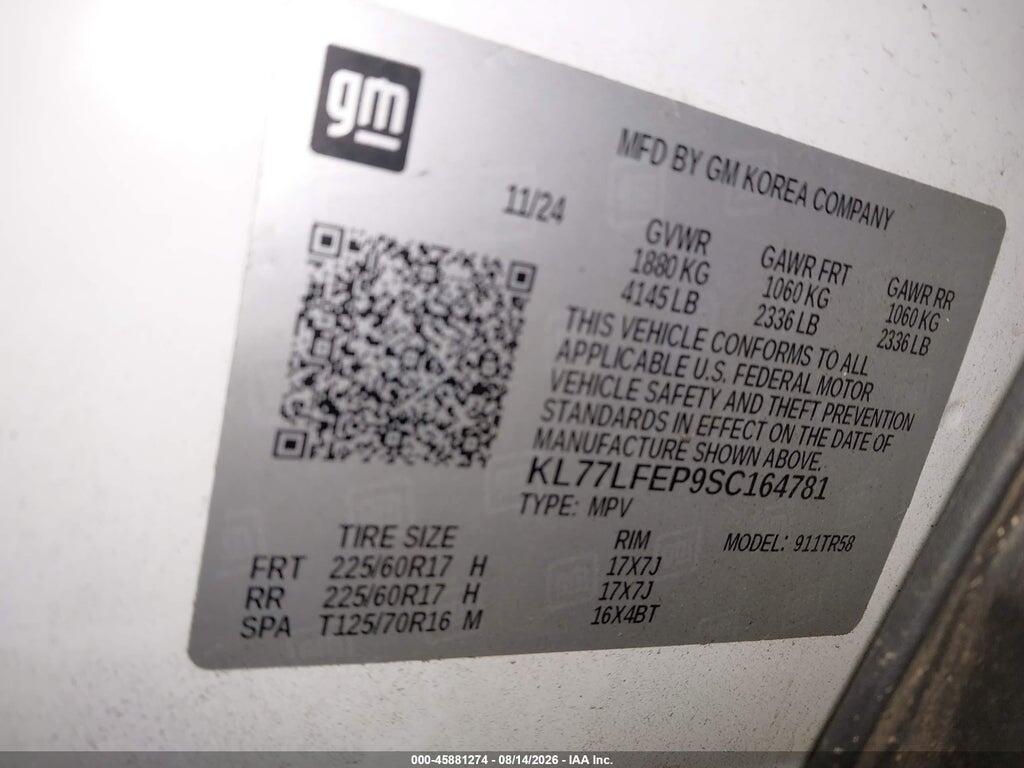 KL77LFEP9SC164781 2025 CHEVROLET TRAX photo no. 9