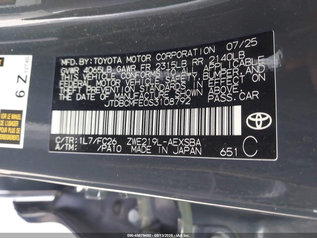 JTDBCMFE0S3108792 2025 TOYOTA COROLLA photo no. 9