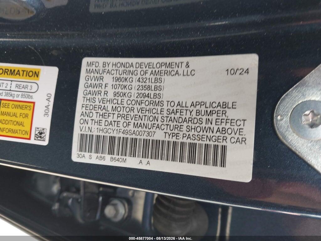1HGCY1F49SA007307 2025 HONDA ACCORD photo no. 9