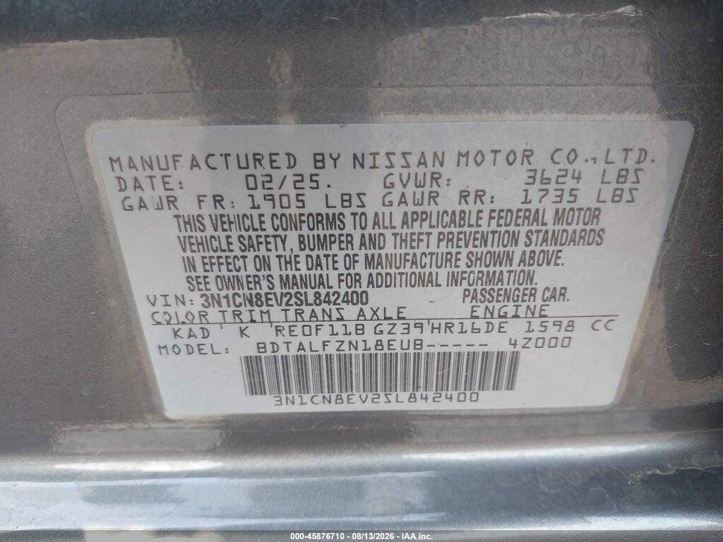 3N1CN8EV2SL842400 2025 NISSAN VERSA photo no. 9