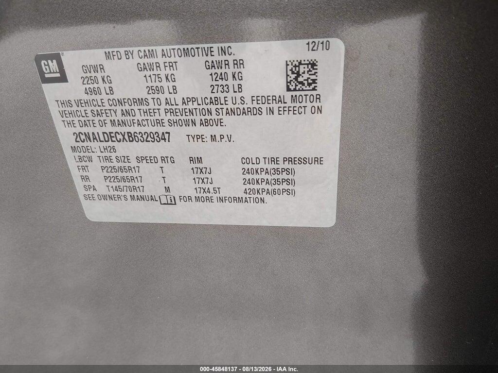 2CNALDECXB6329347 2011 CHEVROLET EQUINOX photo no. 9