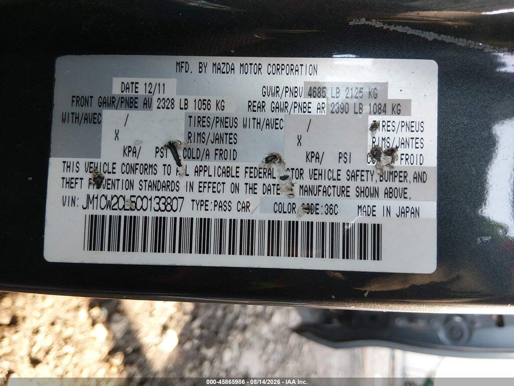 JM1CW2CL5C0133807 2012 MAZDA MAZDA5 photo no. 9
