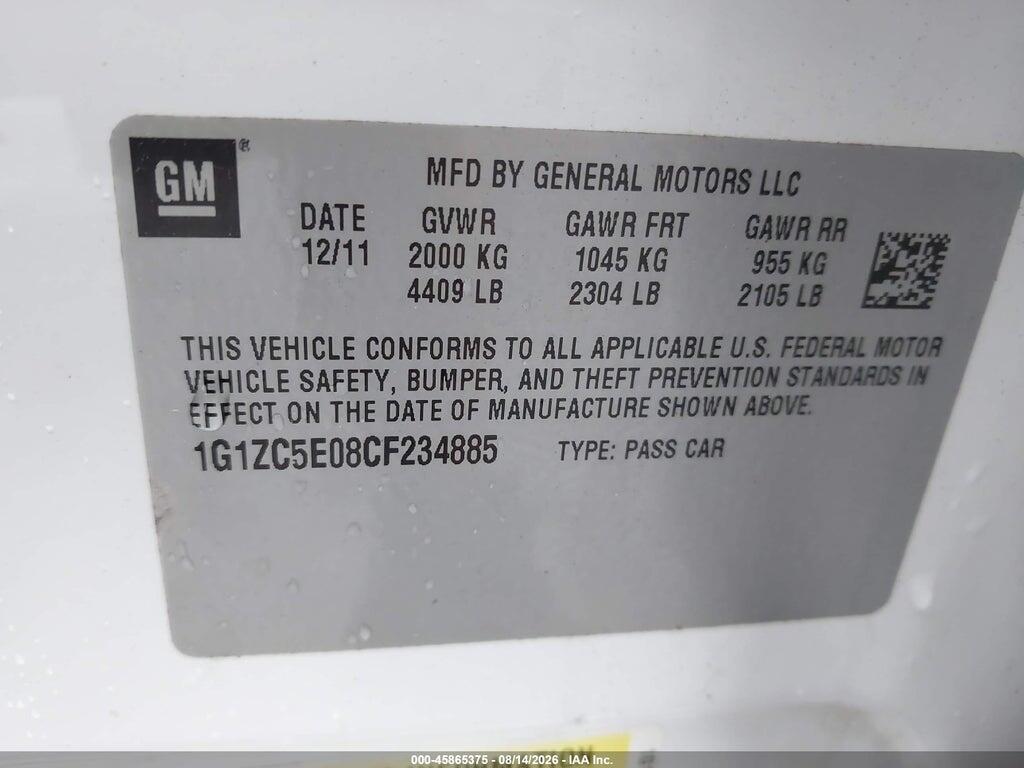 1G1ZC5E08CF234885 2012 CHEVROLET MALIBU photo no. 9