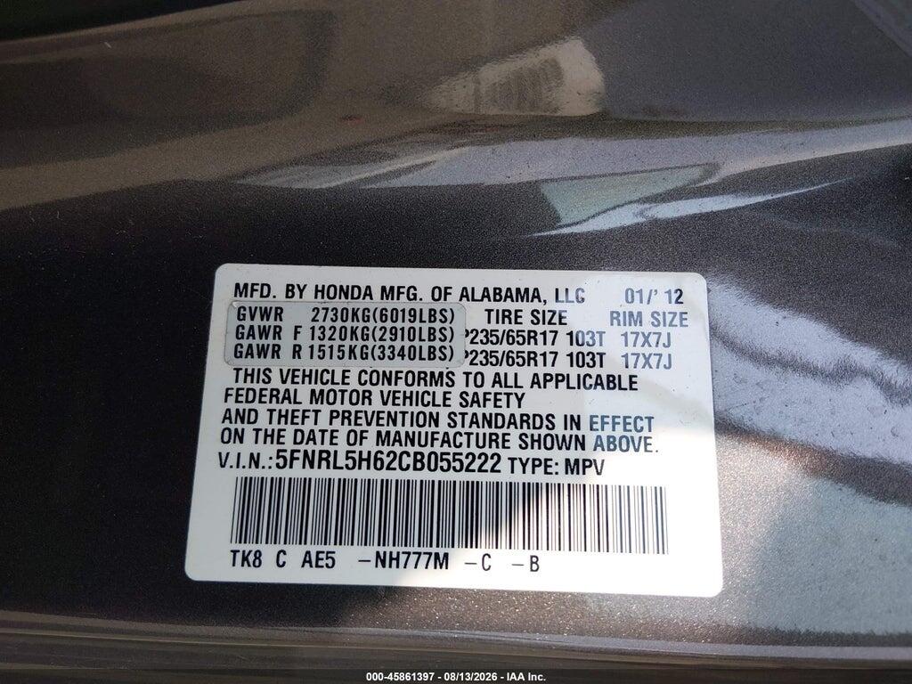 5FNRL5H62CB055222 2012 HONDA ODYSSEY photo no. 9