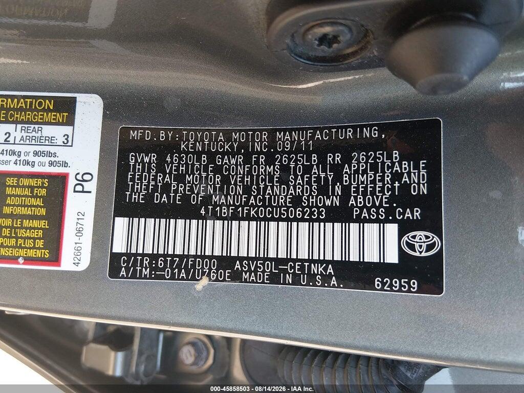 4T1BF1FK0CU506233 2012 TOYOTA CAMRY photo no. 9