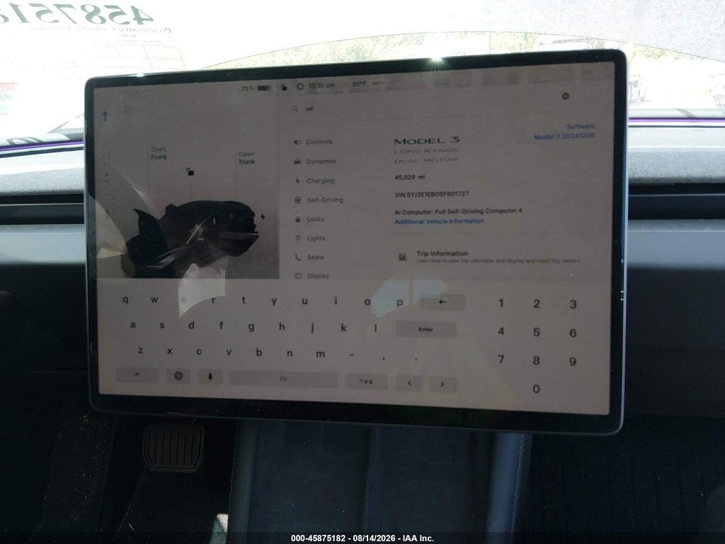 5YJ3E1EB0SF901727 2025 TESLA MODEL 3 photo no. 7