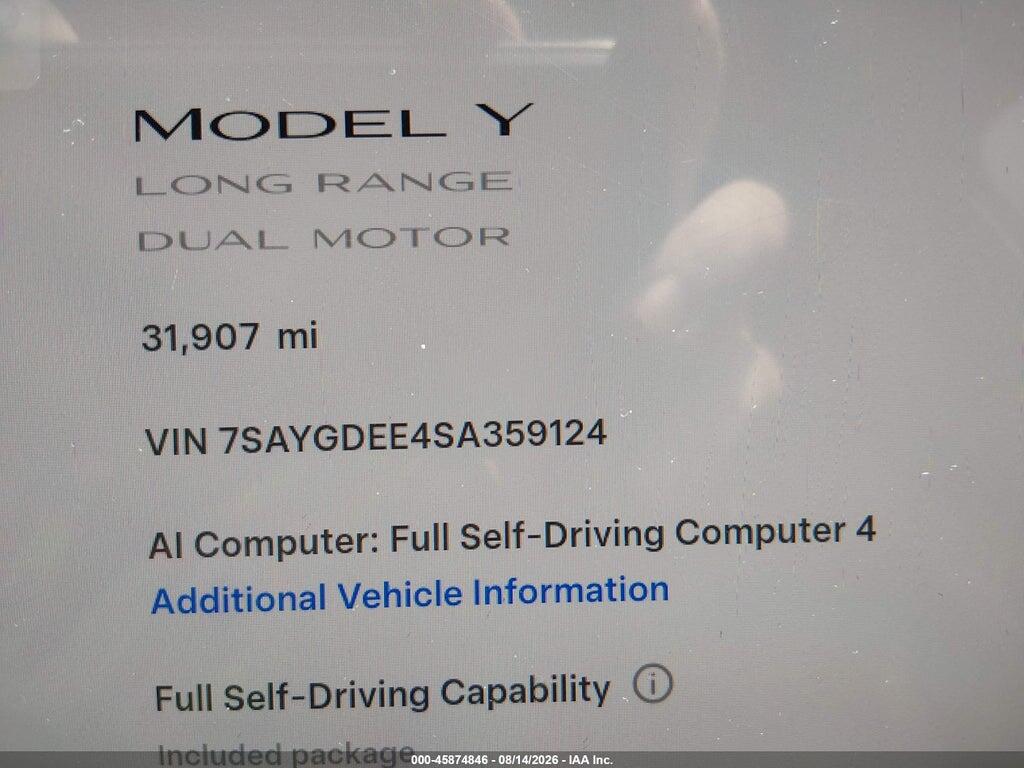 7SAYGDEE4SA359124 2025 TESLA MODEL Y photo no. 7