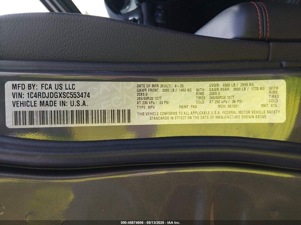 1C4RDJDGXSC553474 2025 DODGE DURANGO photo no. 9