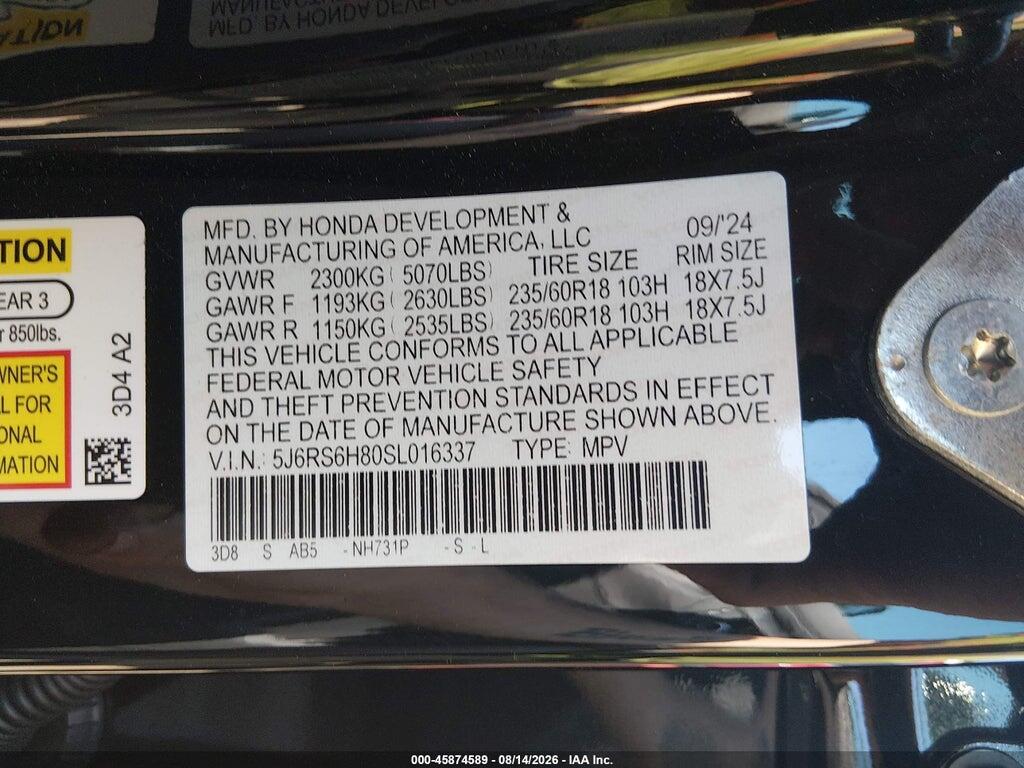 5J6RS6H80SL016337 2025 HONDA CR-V HYBRID photo no. 9