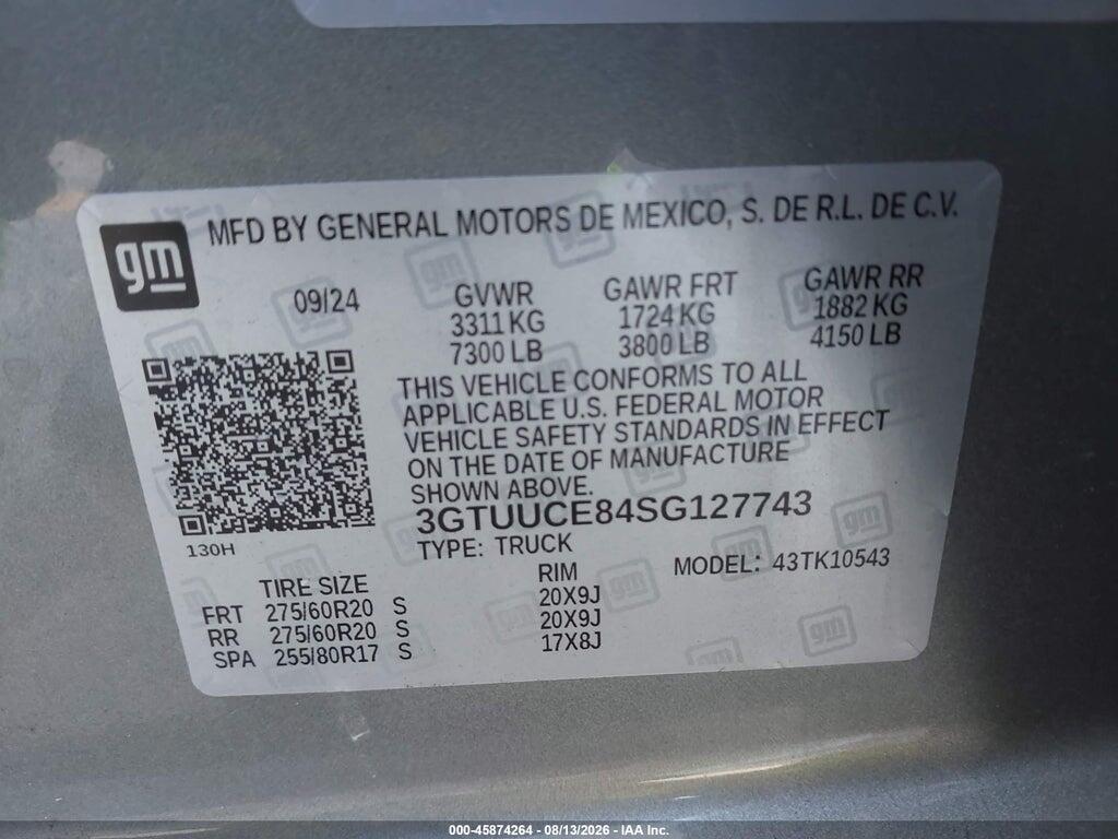 3GTUUCE84SG127743 2025 GMC SIERRA 1500 photo no. 9