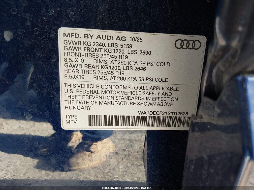 WA1DECF31S1112528 2025 AUDI Q3 photo no. 9