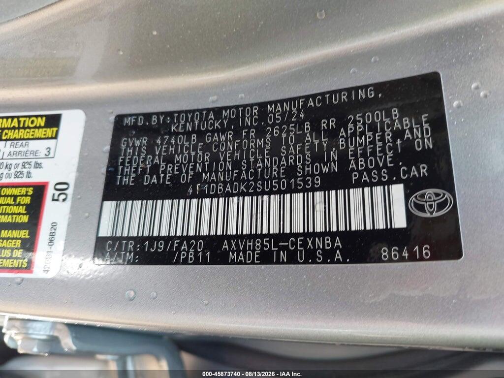 4T1DBADK2SU501539 2025 TOYOTA CAMRY photo no. 9