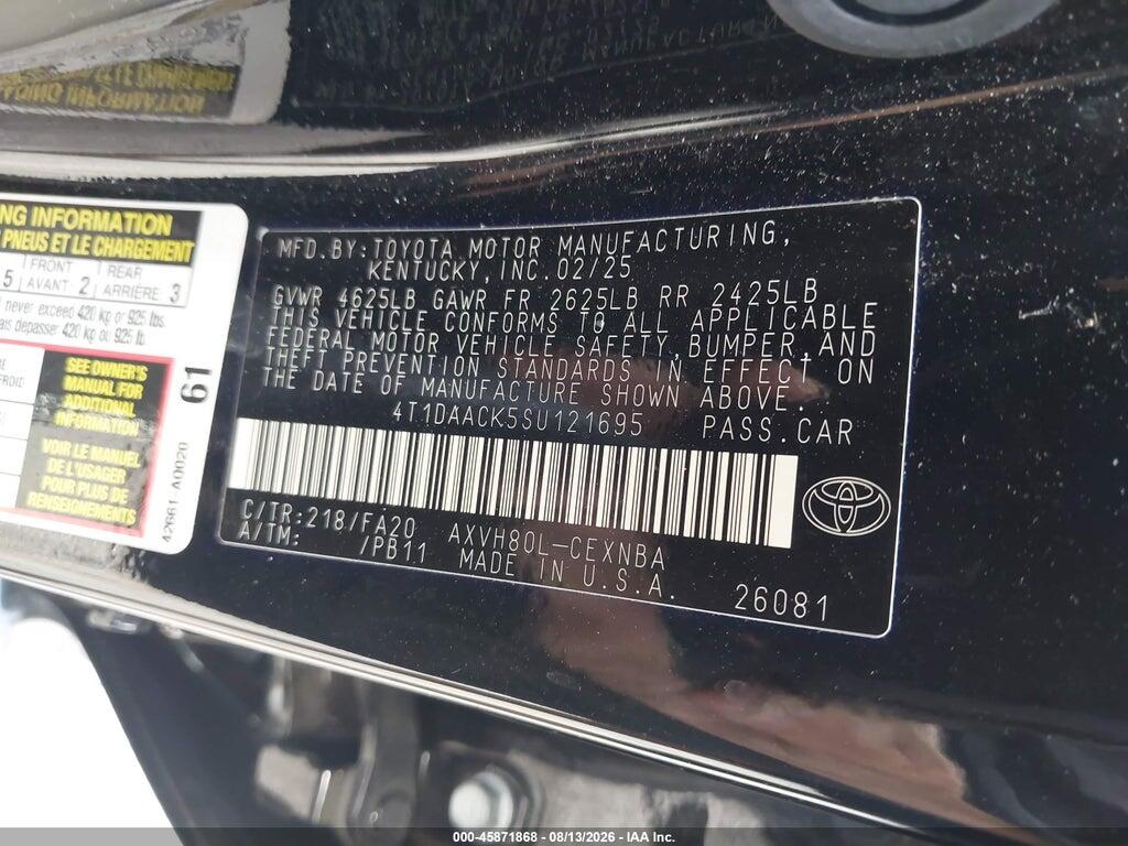 4T1DAACK5SU121695 2025 TOYOTA CAMRY photo no. 9