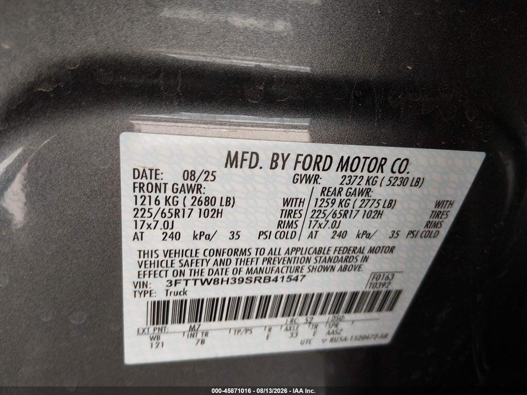 3FTTW8H39SRB41547 2025 FORD MAVERICK photo no. 9