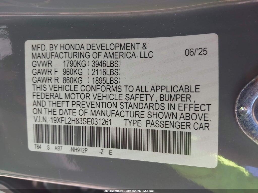 19XFL2H83SE031261 2025 HONDA CIVIC SEDAN photo no. 9