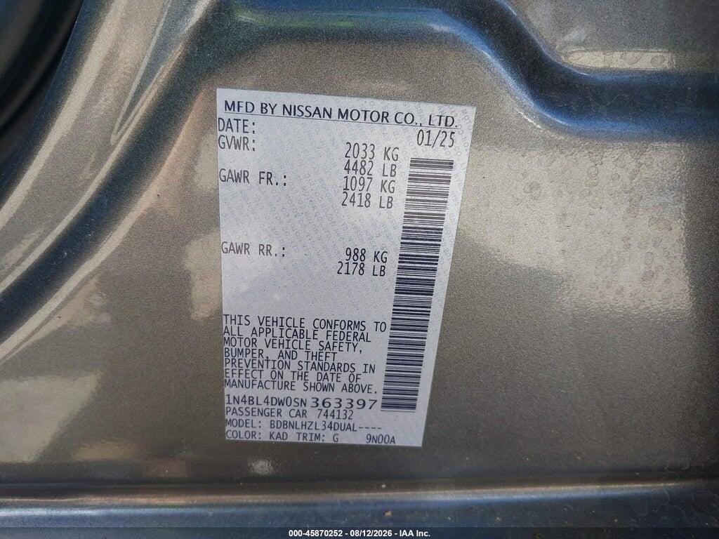 1N4BL4DW0SN363397 2025 NISSAN ALTIMA photo no. 9