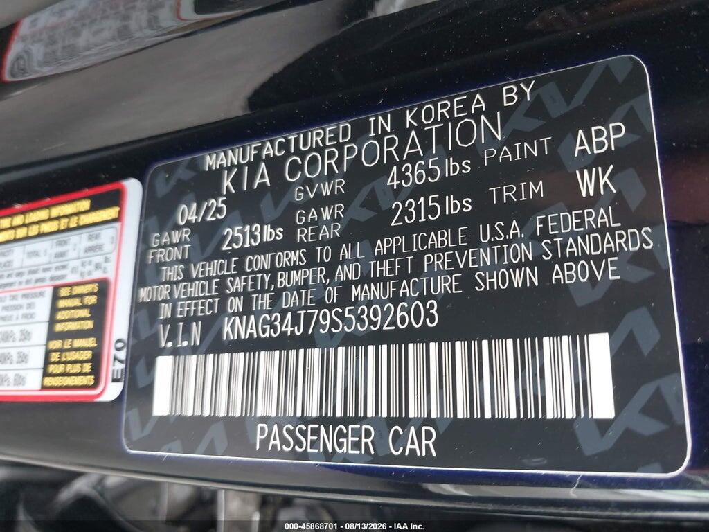 KNAG34J79S5392603 2025 KIA K5 photo no. 9