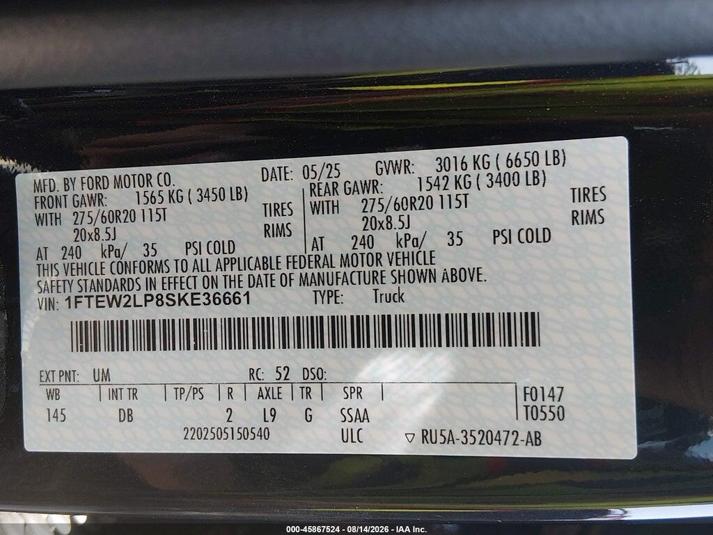1FTEW2LP8SKE36661 2025 FORD F-150 photo no. 9