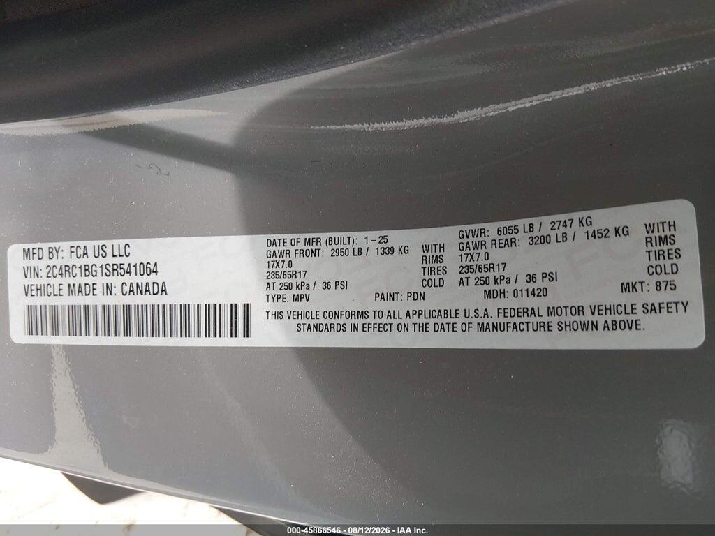 2C4RC1BG1SR541064 2025 CHRYSLER PACIFICA photo no. 9