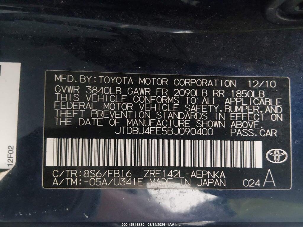JTDBU4EE5BJ090400 2011 TOYOTA COROLLA photo no. 9