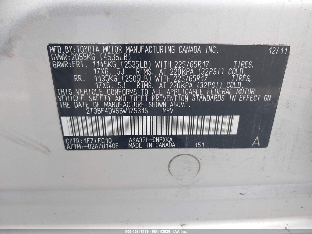 2T3BF4DV5BW175315 2011 TOYOTA RAV4 photo no. 9