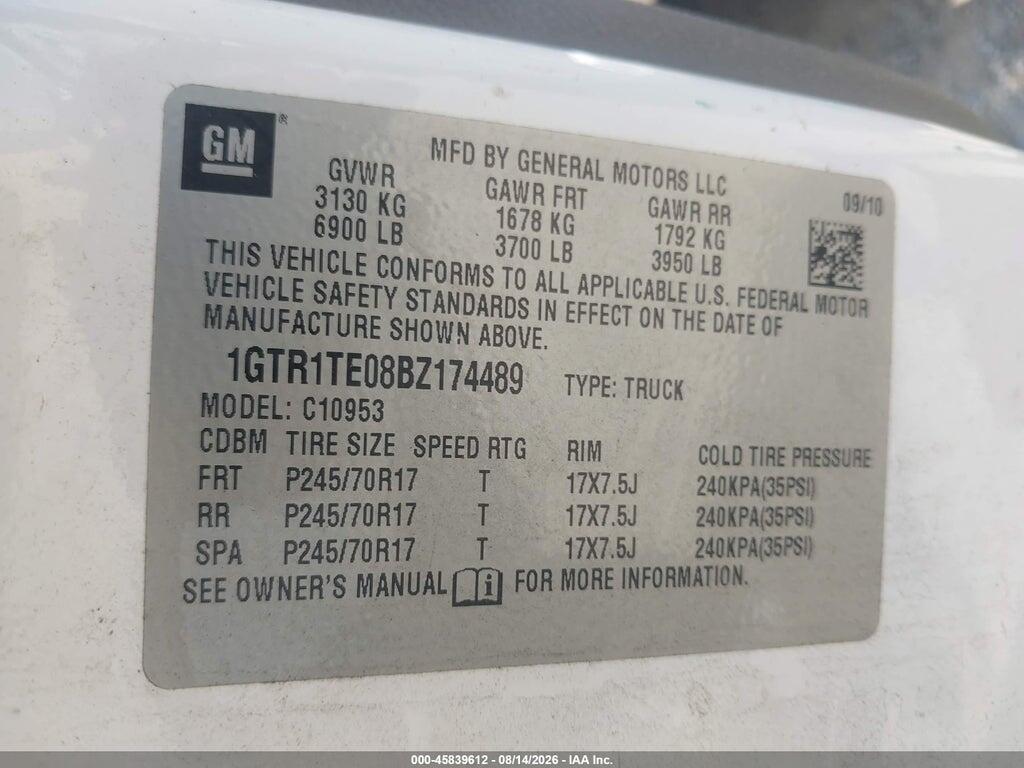 1GTR1TE08BZ174489 2011 GMC SIERRA 1500 photo no. 9