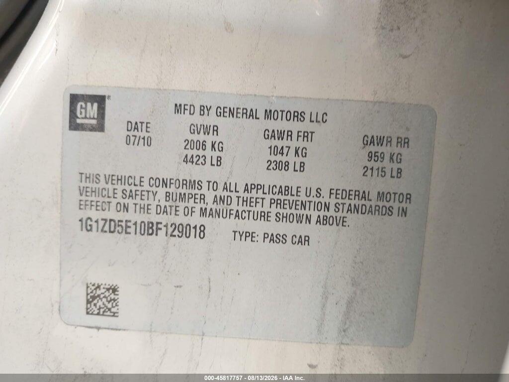 1G1ZD5E10BF129018 2011 CHEVROLET MALIBU photo no. 9