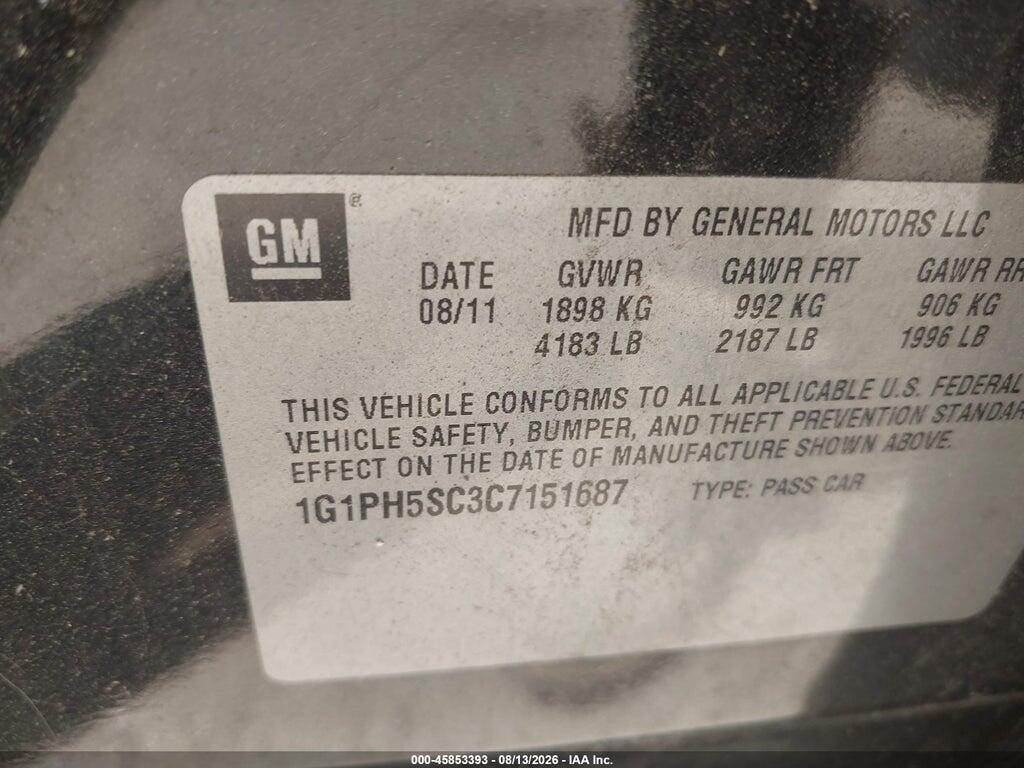 1G1PH5SC3C7151687 2012 CHEVROLET CRUZE photo no. 9